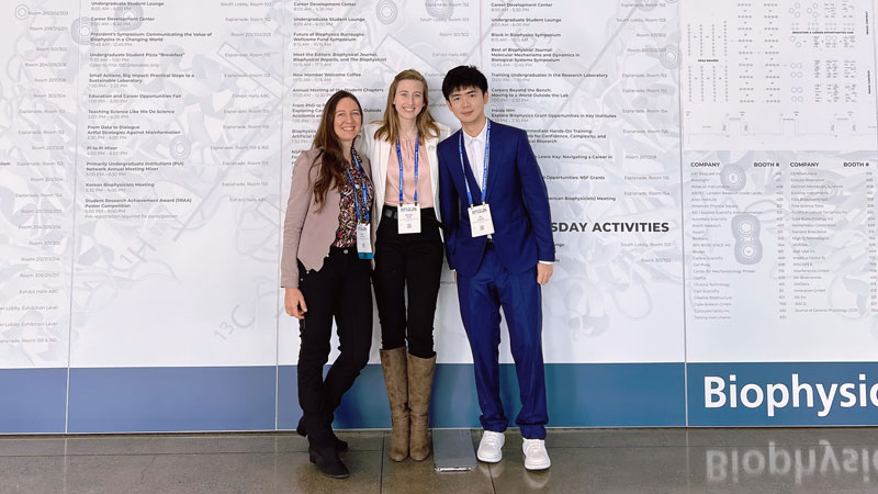 From left to right: Irina Ritsch, Megan Ken and Kai Sheng attend the Biophysical Society's 70th Annual Meeting in San Francisco, California. Credit: Scripps Research